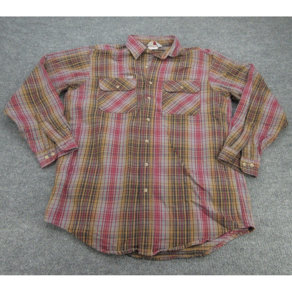 Carhartt Mens Shirt Regular Multi-Color Plaid Flannel Button Up Large